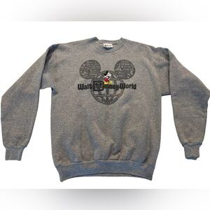 VTG 90s Walt Disney World Crewneck Sweatshirt Grey Medium Mickey Mouse Graphic